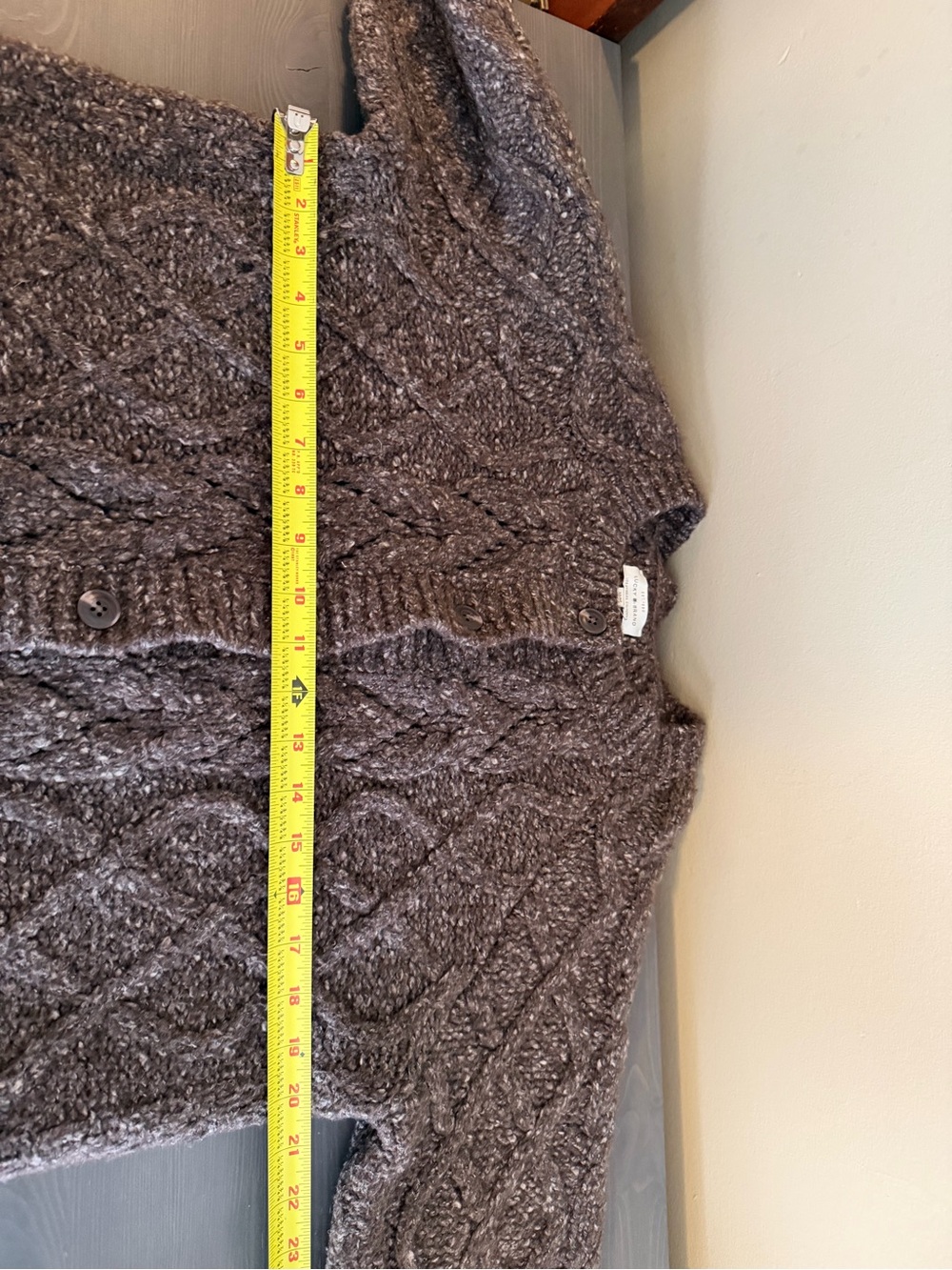 Lucky Brand Chunky Cable Knit Balloon Sleeve Cardigan Sweater - Picture 5 of 9